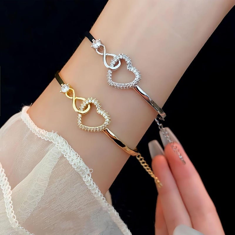 DivaGlamz To My Daughter Forever Connected Bracelet, Infinity Forever Love Heart Bracelets You Are Always In Mine From Mom Cubic Zirconia Adjustable Inspirational Gift Jewelry - Image 2